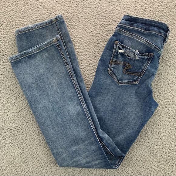 Silver Jeans AIKO Mid Rise Slim Boot Distressed Women's Jeans  -  Size:  26 - Picture 5 of 15